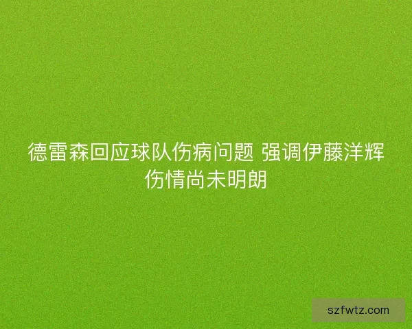德雷森回应球队伤病问题 强调伊藤洋辉伤情尚未明朗