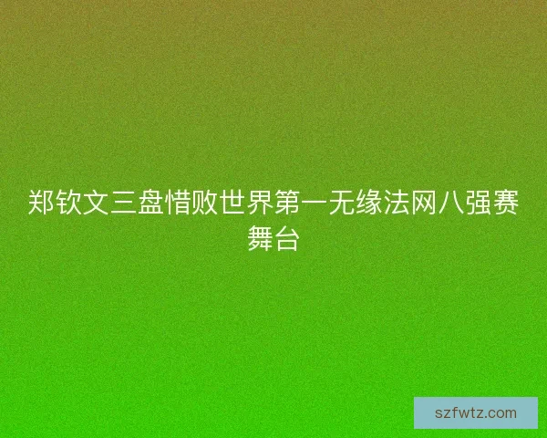 郑钦文三盘惜败世界第一无缘法网八强赛舞台