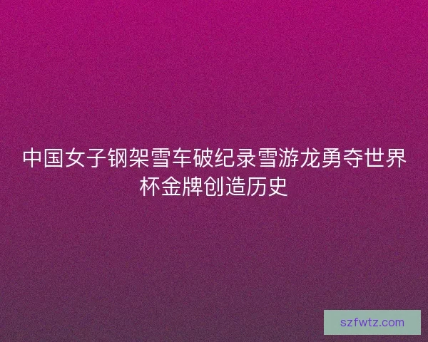 中国女子钢架雪车破纪录雪游龙勇夺世界杯金牌创造历史