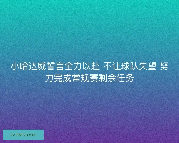 小哈达威誓言全力以赴 不让球队失望 努力完成常规赛剩余任务