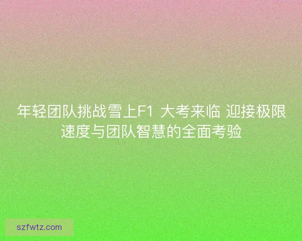 年轻团队挑战雪上F1 大考来临 迎接极限速度与团队智慧的全面考验 年轻团队挑战雪上F1 大考来临 迎接极限速度与团队智慧的全面考验